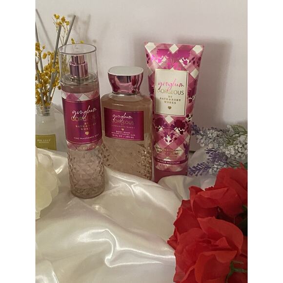 Set Of 3 Bath &Body Works Gingham Gorgeous Mist Spray Shower Gel & Body Cream